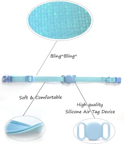 Vista 3 de Petank Collar de perro AirTag acolchado suave para perros pequeños a grandes, con dispositivo AirTag de silicona - Rosa (M)