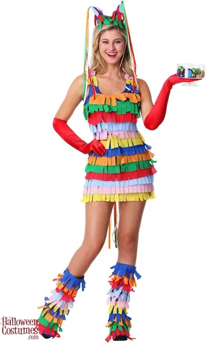 Vista 3 de Disfraz de piñata de talla grande para mujer, Multi