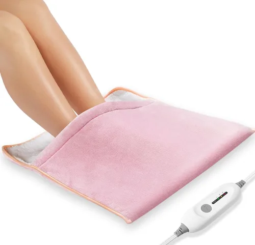 Vista 9 de Calentador de pies eléctrico, almohadilla térmica tamaño king de franela ultra suave, extra grande para cama, abdomen, pies, espalda, calambres