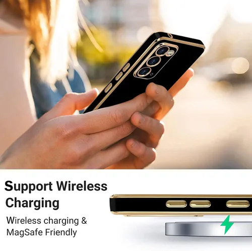 Vista 6 de Funda diseñada para Galaxy Note 20, borde dorado chapado para funda de TPU suave, protección a prueba de golpes, flexible, Samsung Galaxy Note 20