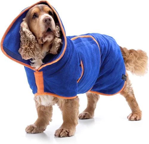 Vista 10 de Lucky Pooch® Bata de baño para perro, lujosa bata de baño para perro, ultra absorbente, ¡seca a tus perros en minutos! Doble capa, toalla súper Ámbar