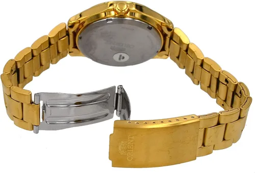 Vista 2 de Orient RA-AB0F03L - Reloj automático de acero inoxidable dorado de 3 estrellas con esfera azul luminosa y fecha de día Oro Reloj automático