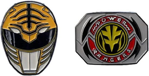 Vista 8 de Power Rangers Juego de 2 pines esmaltados con licencia oficial de Tommy White Ranger
