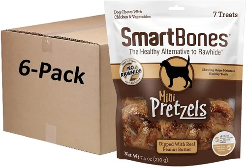 Vista 13 de SmartBones Palitos de pretzel bañados con queso real, 8 unidades, masticables sin cuero crudo para perros, (paquete de 6), conteo: 48