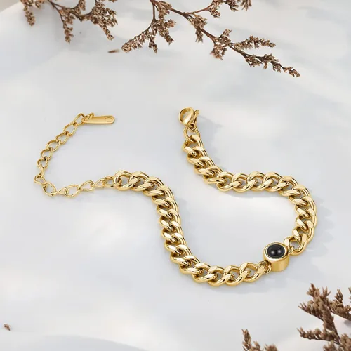 Vista 4 de Nameinhea Pulsera con imagen en el interior, pulsera personalizada de proyección de fotos, pulsera conmemorativa personalizada para mujeres, novia