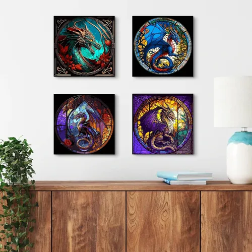 Vista 3 de KICHANG 4 paquetes de pintura por números para adultos, pintura al óleo acrílica de animales por números sobre lienzo, kits de pintura para adultos
