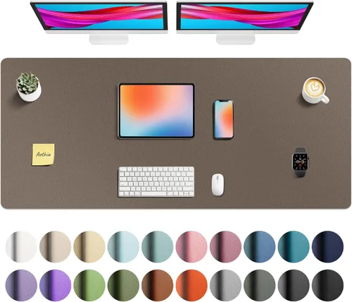 Vista 77 de Aothia - Protector de escritorio de cuero sintético grande, base antideslizante para mouse y superficie para escribir, impermeable, fácil de Agua