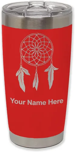 Vista 27 de LaserGram Vaso aislado al vacío de 20 onzas, atrapasueños, grabado personalizado incluido (negro) Engraved Gift, Vacuum Insulated Stainless Steel