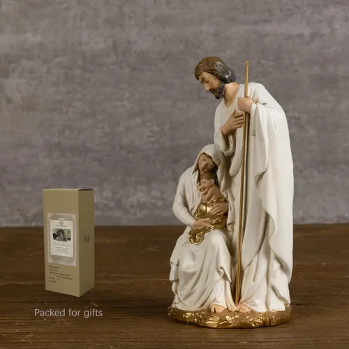 Vista 4 de Estatua católica de la Santa Familia BC, belén de 6 pulgadas de alto en interiores, regalo religioso, decoración del hogar de Navidad, figura