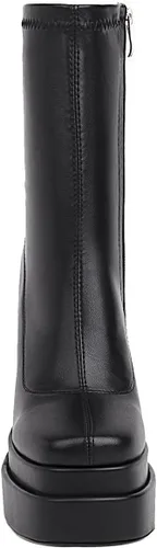 Vista 7 de vivianly Botas de plataforma a media pantorrilla para mujer, con punta cuadrada, tacón grueso, botines con cremallera lateral Chelsea