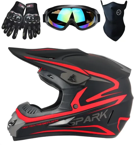 Vista 12 de Casco para niños y jóvenes para bicicleta de tierra, motocross, todoterreno, motocicleta, ATV, UTV, bicicleta de calle, Combo de guantes, gafas