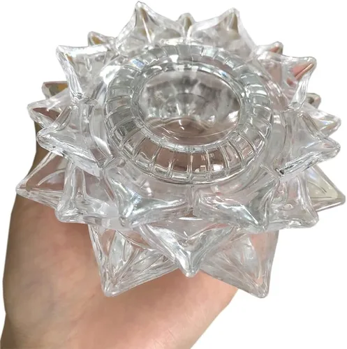 Vista 2 de Soporte de exhibición de acrílico con base de bola de cristal de loto, soporte de esfera de vidrio transparente para bolas de 2.0-4.7 in