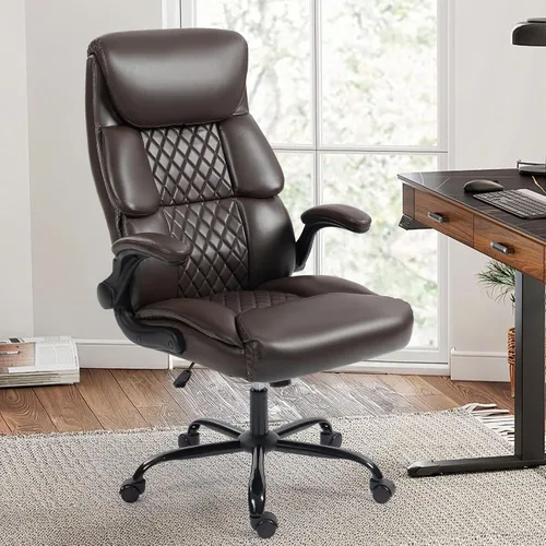Vista 10 de Silla de oficina – Silla ergonómica de escritorio para computadora con respaldo alto con función mecedora y soporte lumbar, silla ejecutiva cómoda
