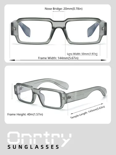 Vista 6 de Onrtry Gafas de luz azul cuadradas gruesas para mujer y hombre Marco verde mate A4