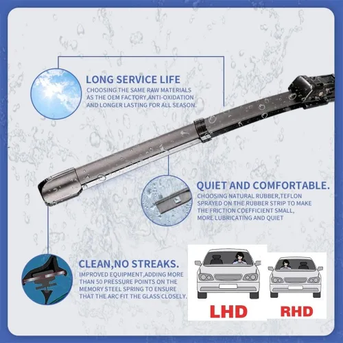 Vista 3 de Escobillas de limpiaparabrisas compatibles con Toyota Avensis T27 MK3 2009-2018, limpiaparabrisas delantero y trasero de automóvil, cortador
