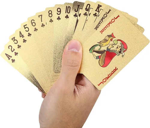 Vista 8 de VGEBY 1 cartas de póquer, lujo falso chapado en oro cartas de póquer con caja para juego de mesa (Euro)