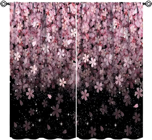 Vista 18 de Cortinas florales de acuarela para dormitorio, sala de estar, cortinas de ventana de vides en cascada de glicina morada, paneles de ventana florales
