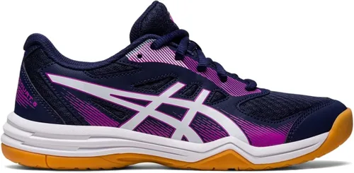 Vista 4 de ASICS Upcourt - Zapatos de voleibol escolares de 5 grados para niños, Azul FrancésBlanco