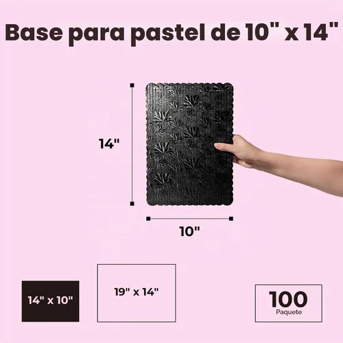Vista 2 de Fit Meal Prep Paquete de 20 tableros rectangulares para tartas de 14 x 10 pulgadas, base de cartón negro, un cuarto de hoja desechable, para pizza