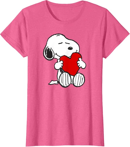 Vista 22 de Peanuts Camiseta de San Valentín Snoopy Hugging Heart, Negro