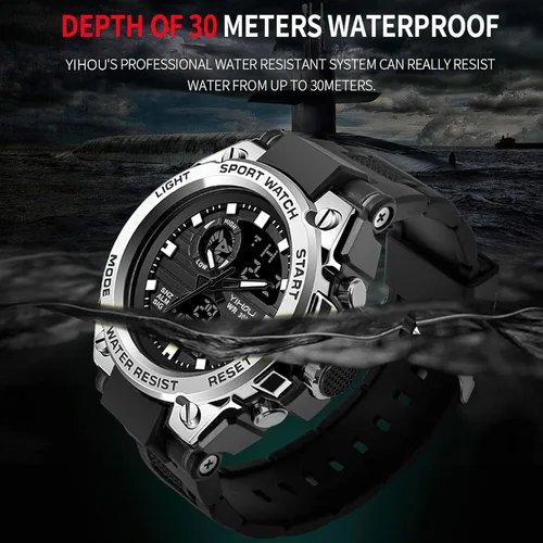 Vista 3 de Reloj militar para hombre, reloj electrónico para deportes al aire libre, reloj táctico del ejército, cronómetro LED, impermeable, relojes