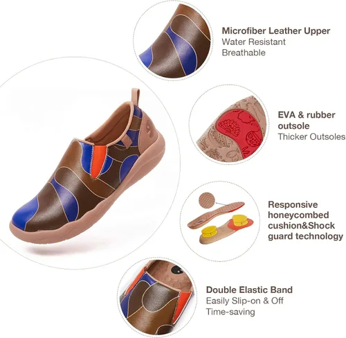 Vista 7 de UIN Zapatos para caminar para hombre sin cordones de gamuza de vaca casuales ligeros cómodos a la moda Cuenca Azul