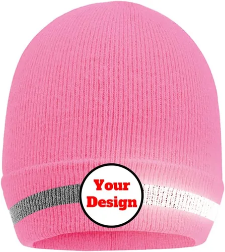 Vista 15 de Hi Vis - Gorro de seguridad para personalizar tu logotipo, gorro de punto de invierno con tiras reflectantes unisex
