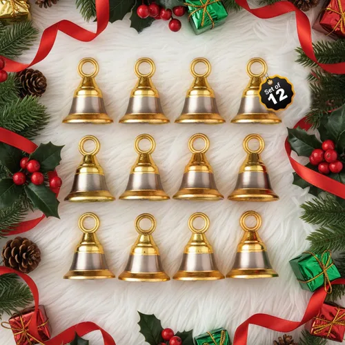 Vista 10 de SATVIK - Juego de 6 cascabeles medianos de metal sagrados con lazo para colgar para Pooja, accesorios para templo, decoración del hogar, campanas