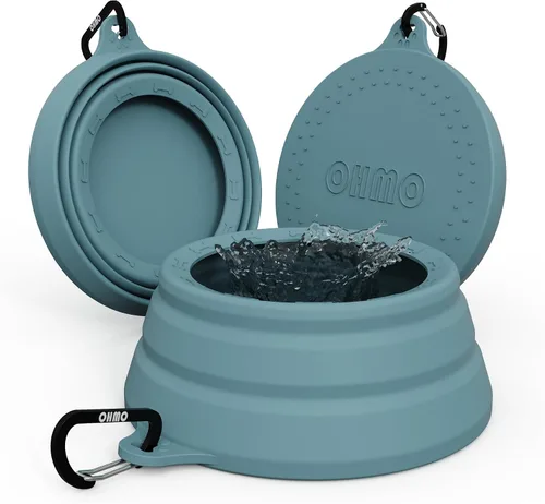 Vista 17 de OHMO Tazón de Agua para Perros Colapsable a Prueba de Derrames 24oz para Autos, Tazones Portátiles sin Salpicaduras para Viajes de Perros