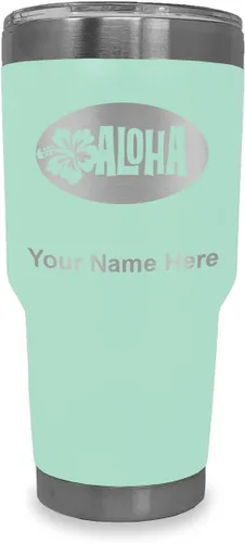 Vista 13 de LaserGram Taza aislada al vacío de 20 onzas, Aloha, grabado personalizado incluido (negro) Engraved Gift, Vacuum Insulated Stainless Steel, Laser