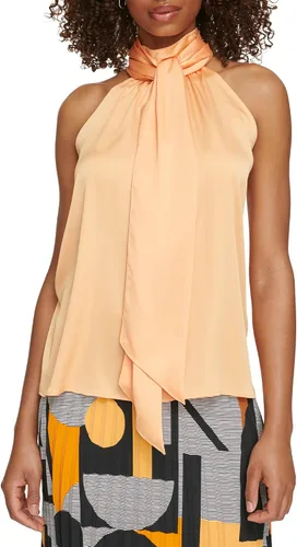 Vista 2 de Karl Lagerfeld Paris Women's Halter Front Tie Sleeveless Blouse