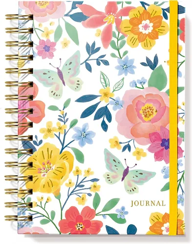 Vista 10 de Designer Greetings, Designer Papers - Diario de tapa flexible con banda elástica, diseño de flores aisladas Bloom, 320 páginas (6" x 8.25")