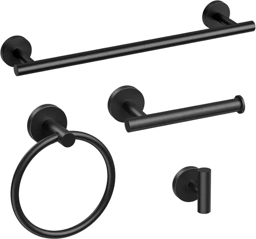 Vista 17 de Toallero negro mate de 18 pulgadas, toallero de baño grueso, toallero montado en la pared, barra de toalla de acero inoxidable SUS304, decoración