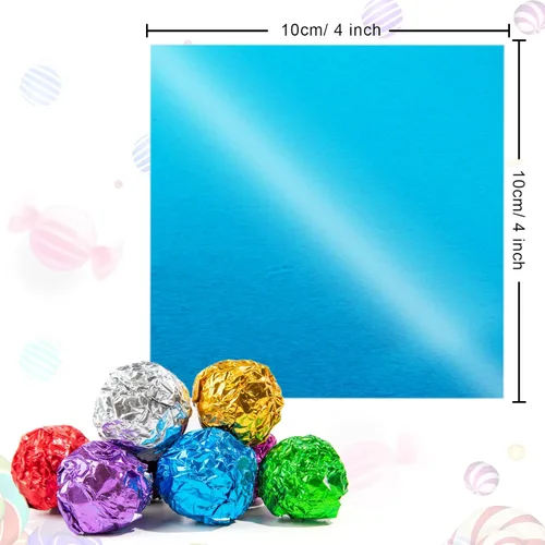 Vista 6 de Envolturas de caramelo de papel de aluminio – Papel de regalo de chocolate, 300 piezas, envoltorio de barra de chocolate casera, embalaje