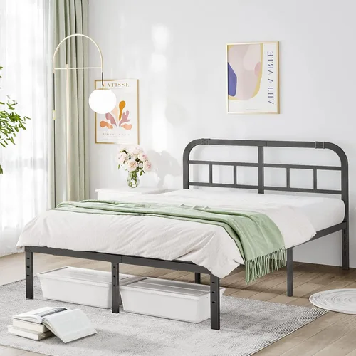 Vista 6 de Base de cama Queen de metal resistente de 14 pulgadas con cabecero
