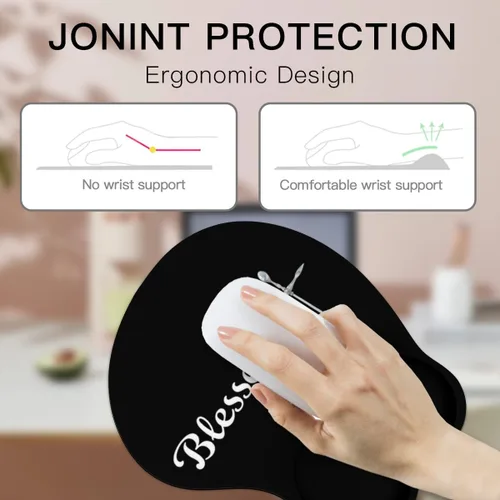 Vista 6 de Mousepad Blessed Religious Cross Ergonomic Wrist Support Non-Slip Base Mouse Mat with Wrist Rest Computer Mousemat for Desk Work Accessories Pad