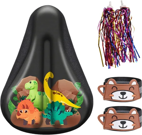 Vista 12 de Cojín de asiento de bicicleta para niños, funda de asiento de bicicleta para niños, cojín súper suave y cómodo, ajuste universal para bicicletas