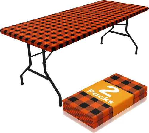 Vista 8 de Smiry Mantel de Mesa de Picnic Paquete de 2, Manteles Ajustables Elásticos Impermeables para Mesas Rectangulares de 18 x 72 pulgadas, Mantel