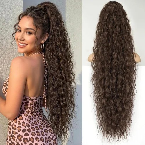 Vista 55 de KooKaStyle Extensión de cola de caballo con cordón de 26 pulgadas (66 cm) para mujeres, extensiones de cabello sintético rizado largo para uso