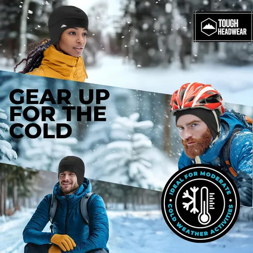 Vista 27 de Tough Headwear Gorras térmicas para casco para hombre, para invierno, gorra de casco y gorras de ciclismo para correr, esquiar, deportes de invierno