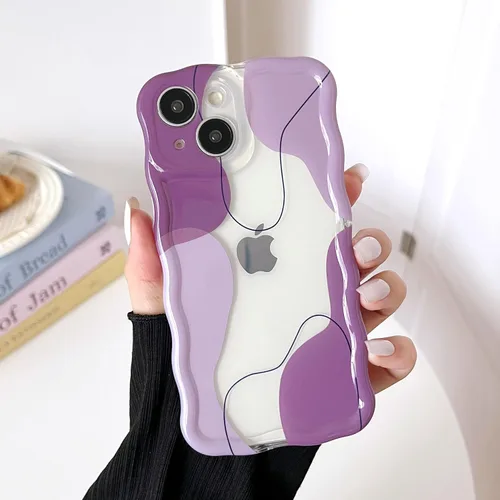 Vista 18 de DEFBSC Funda para iPhone 15 con bonito diseño ondulado, color negro