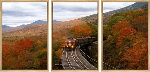 Vista 75 de SIGNWIN Lienzo enmarcado para pared, juego de arte nublado de tormenta, cielo, bosque otoñal, árboles, rústico, naturaleza, fotografía, realismo