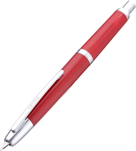 Vista 25 de Jinhao 20 Press Pluma estilográfica, azul oscuro con plumín fino retráctil y juego de convertidor de tinta (clip plateado)