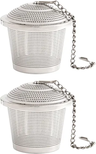 Vista 9 de HIC Kitchen Infusor de té de barril pequeño, acero inoxidable 18/8, 1.75 pulgadas, juego de 2