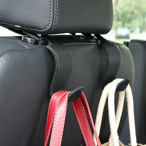 Vista 7 de Amooca - Gancho para reposacabezas de asiento de coche, organizador de almacenamiento universal para bolso de mano, abrigo, cuero con metal