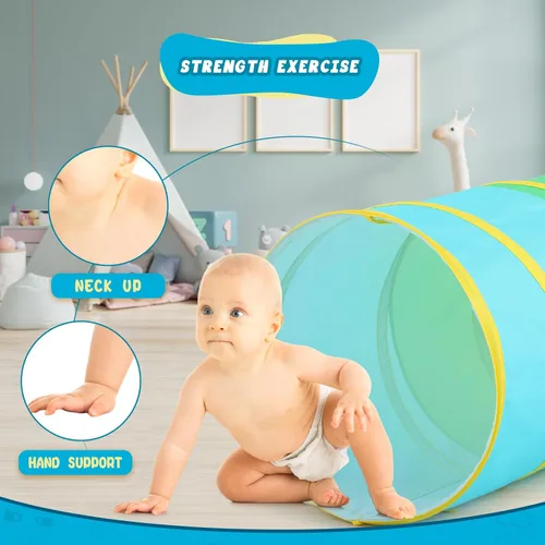 Vista 6 de PigPigPen Túnel de juego para niños pequeños, tienda de campaña desplegable para bebés o perros, juguetes para interiores y exteriores para conjunto