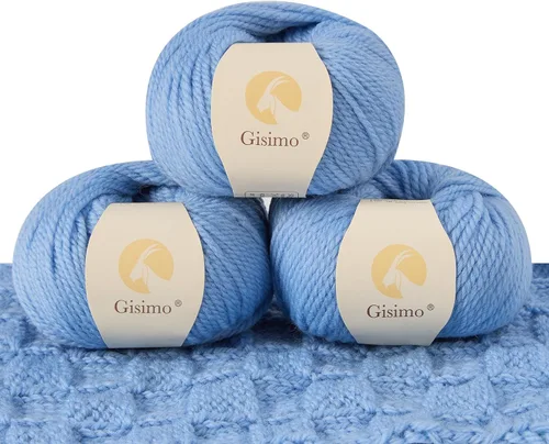 Vista 61 de 100% lana de merino para tejer, 3 capas de lana lujosa y suave para tejer a mano y ganchillo (ámbar, 1 bola)