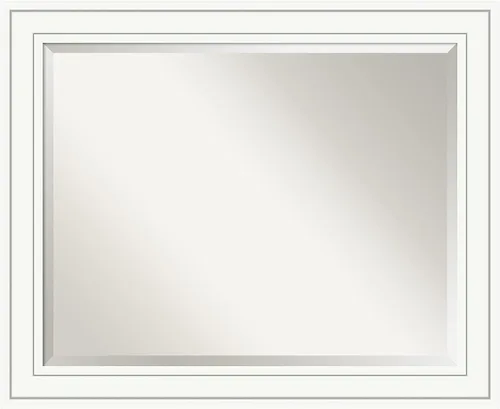 Vista 12 de Amanti Art - Espejo de baño blanco para sobre lavabo, espejo de tocador rectangular blanco de 25x21, marco de madera pequeño y casual, se cuelga