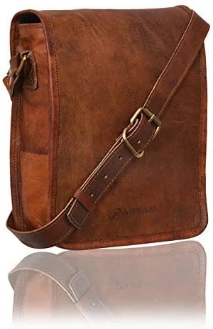 Vista 2 de AryanExports Bolso de piel auténtica vintage hecho a mano de 11 pulgadas, bolso cruzado para el hombro, bolso marrón unisex, regalo para hombres