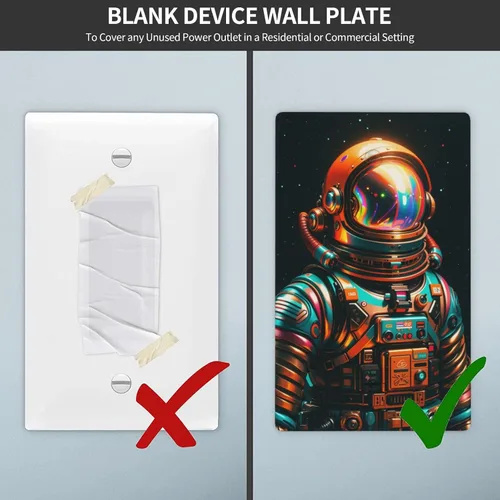 Vista 8 de Cubiertas decorativas para interruptor de luz de astronauta, placa de pared en blanco, placa frontal eléctrica para interruptor de baño, dormitorio